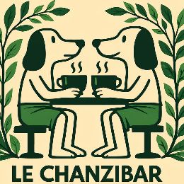 Logo du Chanzibar — deux chiens attablés autour d'un café
